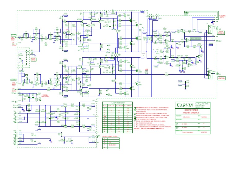 Carvin Schematic - 10028 Power Module FET1000 | PDF