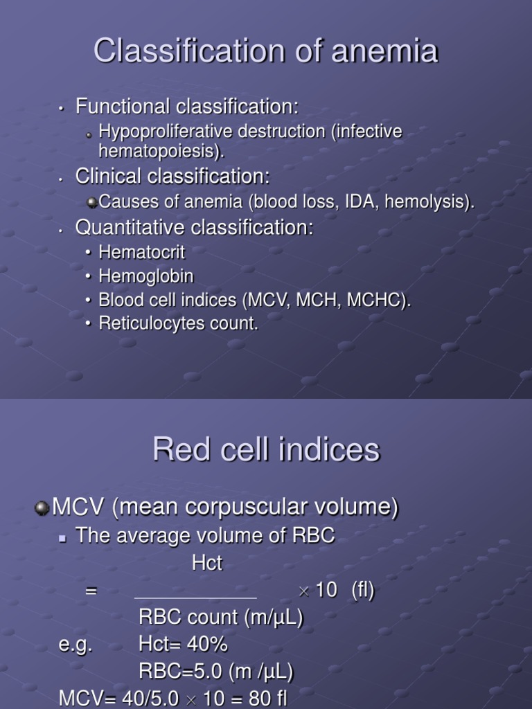 Classification of Anemia PDF Anemia Hematology