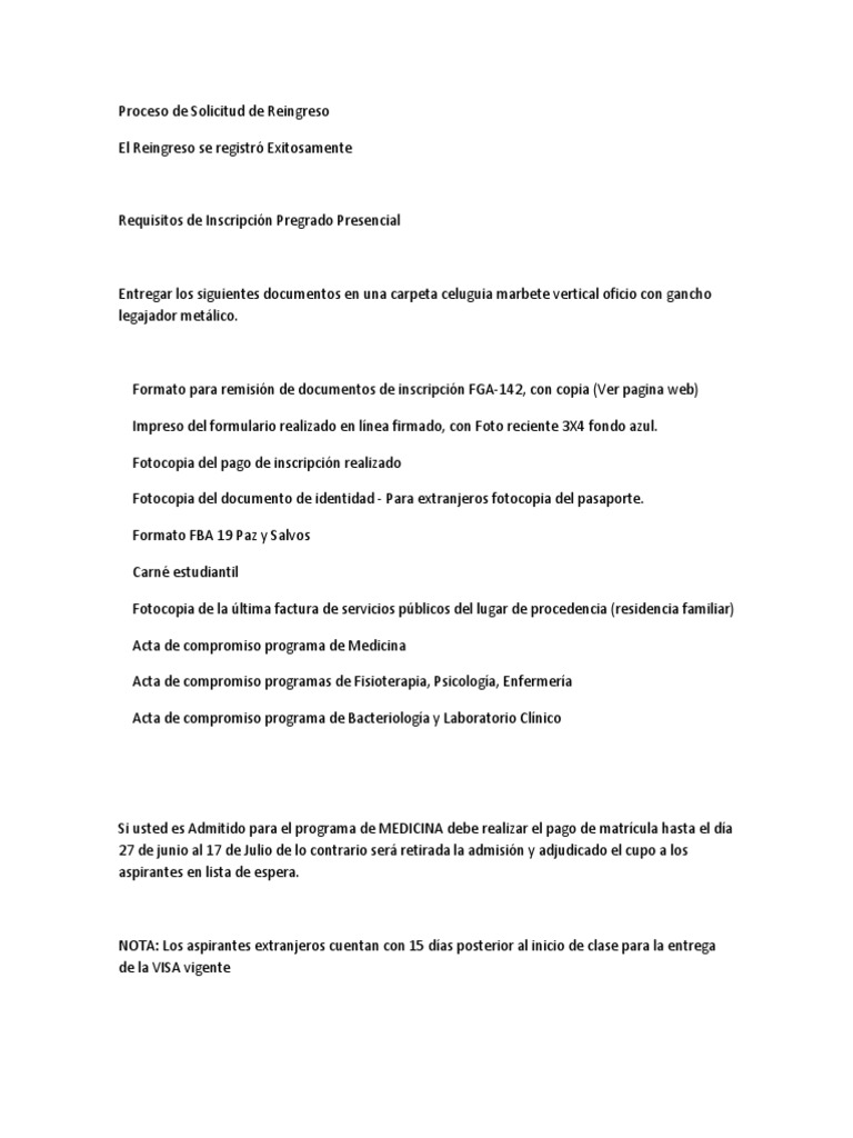 Proceso de Solicitud de Reingreso Educación avanzada