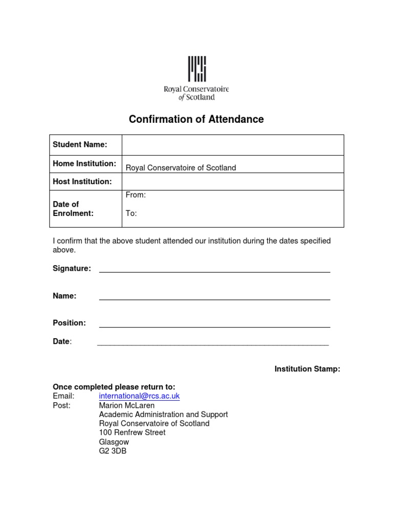 Confirmation of Attendance - Outgoing Student | PDF | Career & Growth ...