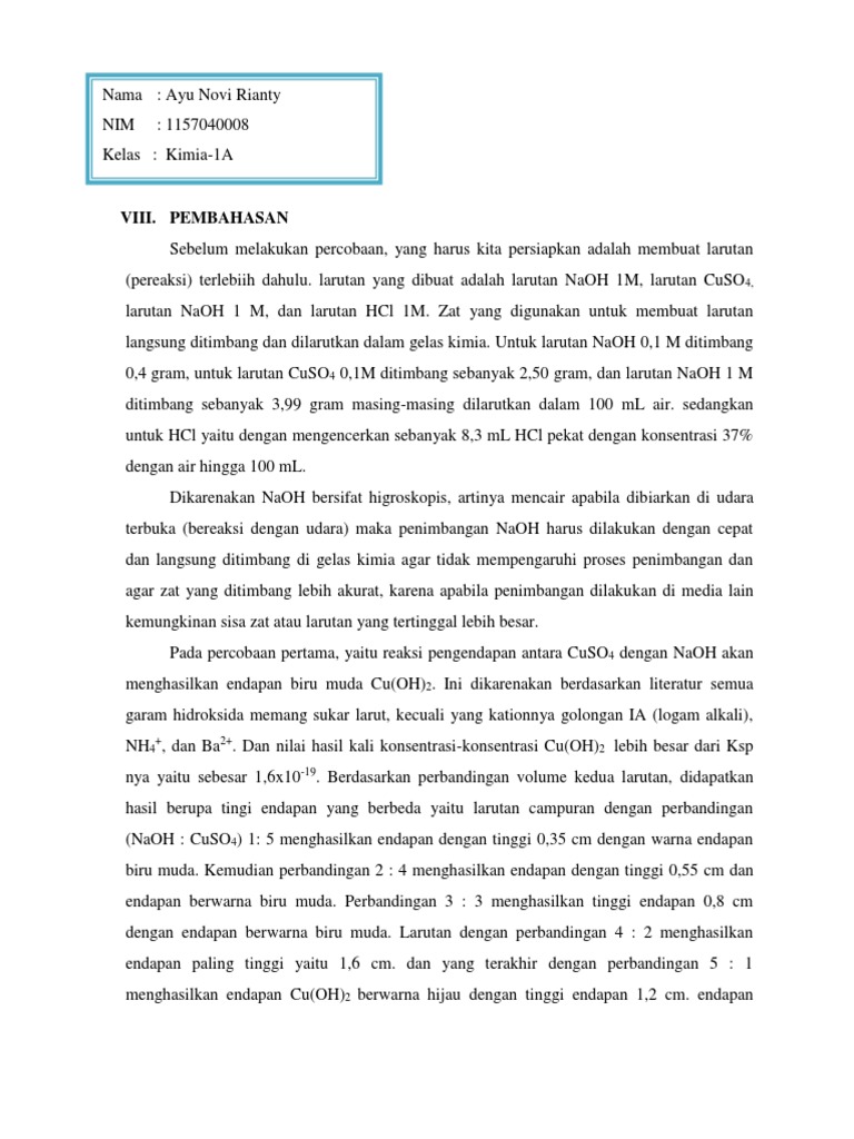 Stoikiometri Reaksi CuSO4 dan NaOH | PDF | Metode & Bahan Ajar | Sains ...