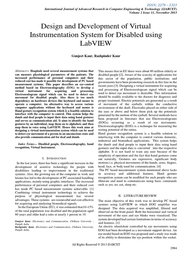 Design and Development of Virtual Instrumentation System For Disabled ...