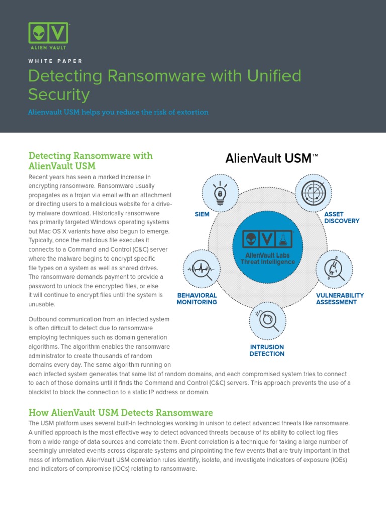 Detecting Ransomware W Unified Security | PDF | Ransomware | Threat ...