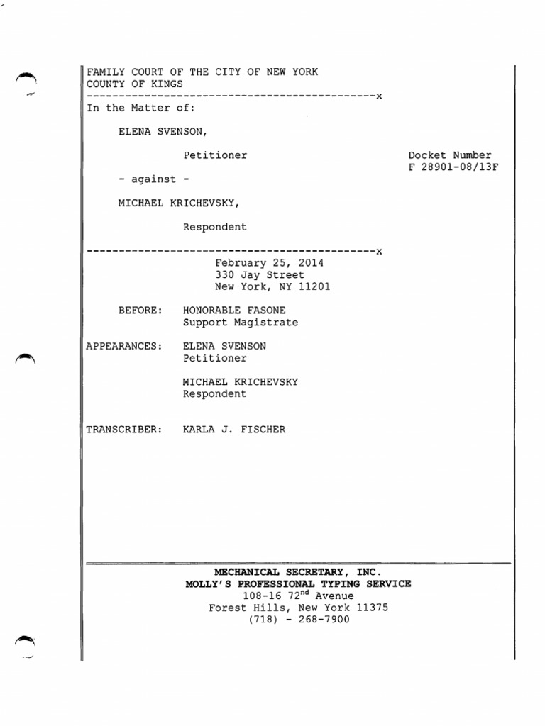 Family Court Transcript John M Fasone 02, 25, 14 PDF Bankruptcy