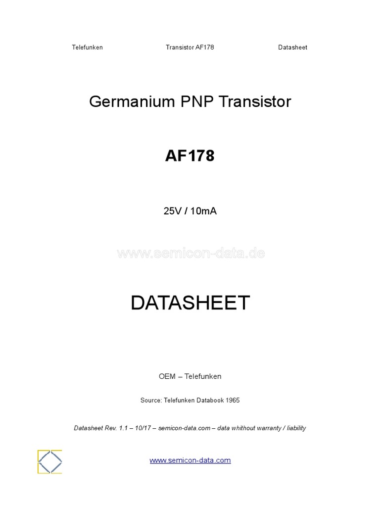 AF178 Transistor Datasheet Overview | PDF