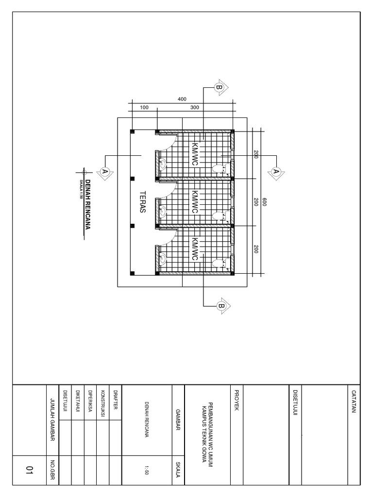 Denah dan Desain WC Umum Kampus Gowa | PDF