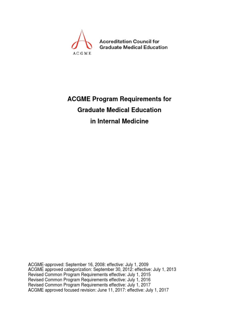 Internal Medicine ACGME Program Requirements 2017-07-01 | PDF ...