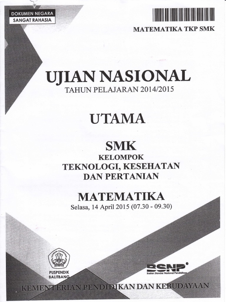 Soal UN SMK 2020 2020 Matematika Kel Teknologi A Soal UN SMK 2020 2020 Matematika Kel Teknologi A