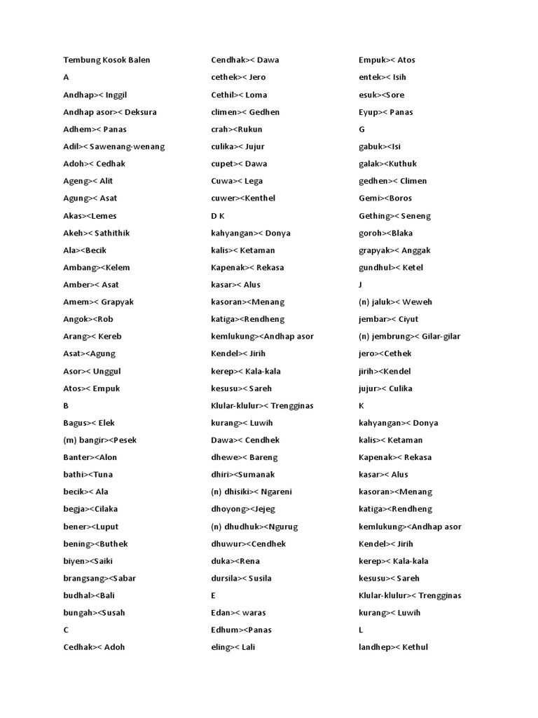 Tembung Kosok Balen Pdf