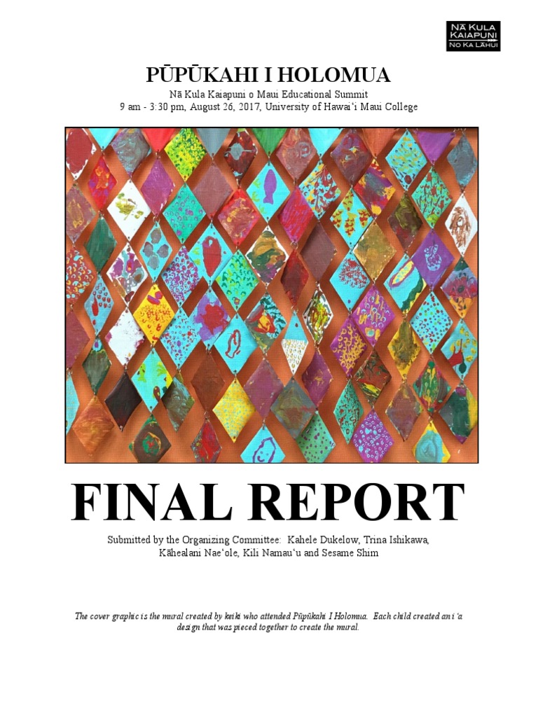 Final Report Pūpūkahi Papahana | PDF