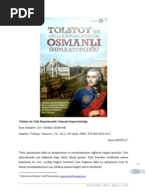 Tolstoy Un Gizli Raporlarinda Osmanli Imparatorlugu Nadir Kitap