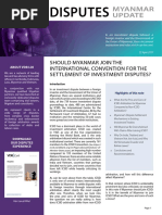Should Myanmar Join the International Convention for the Settlement of Investment Disputes