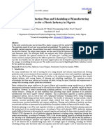 Modeling of Production Plan and Scheduling of Manufacturing Process For A Plastic Industry in Nigeria