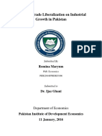 Impact of Trade Liberalization On Industrial Growth in Pakistan