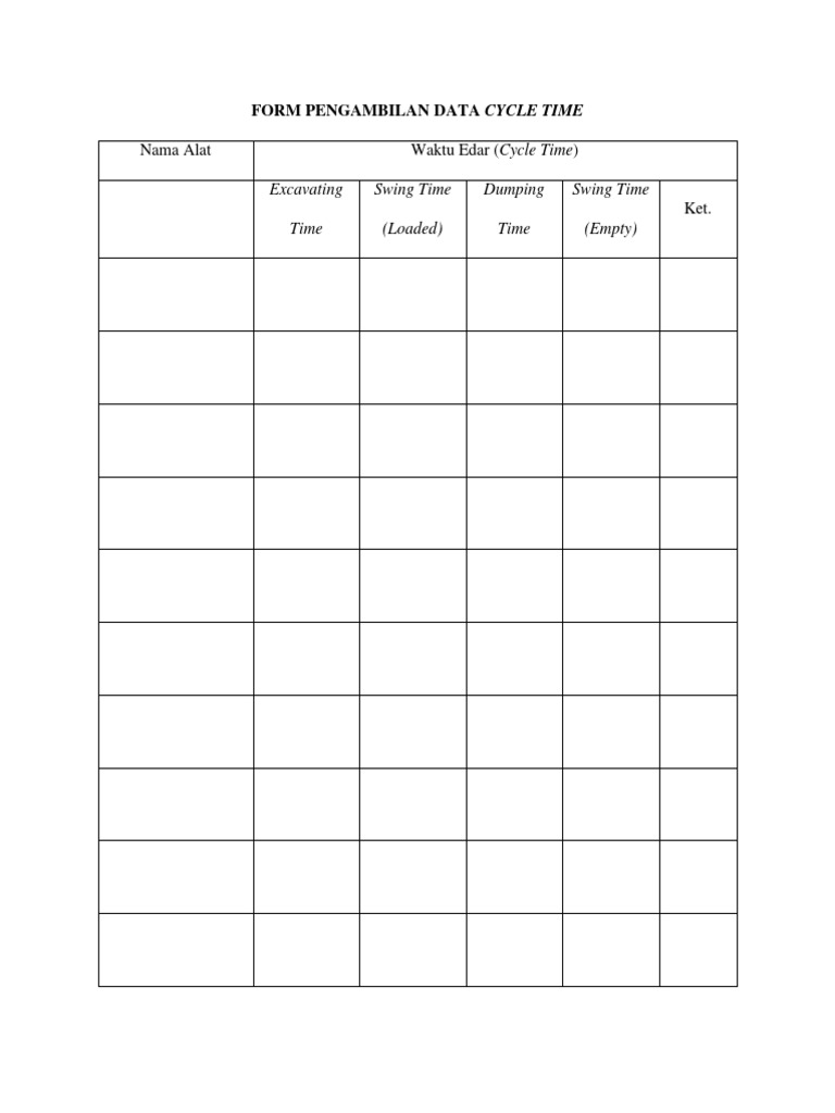 Data Penghitungan Cycle Time Alat | PDF