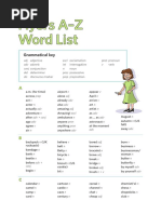 Flyers A-Z Word List: Grammatical Key