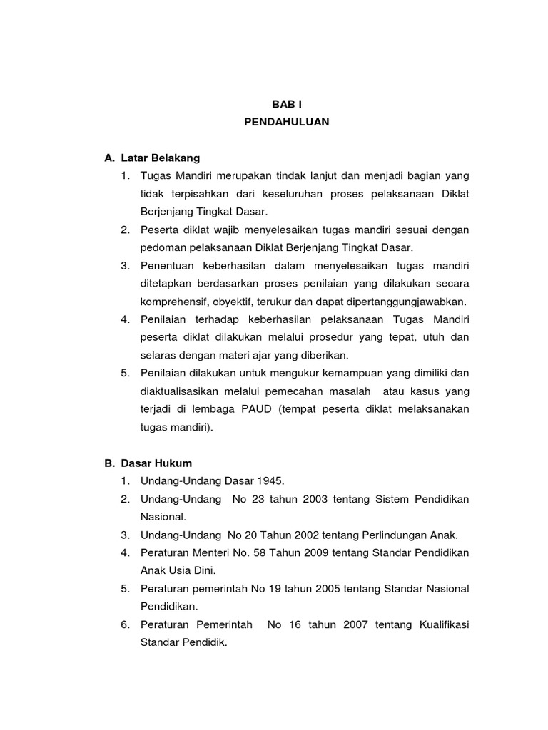 Contoh Laporan Tugas Mandiri Diklat Berjenjang Tingkat Lanjut