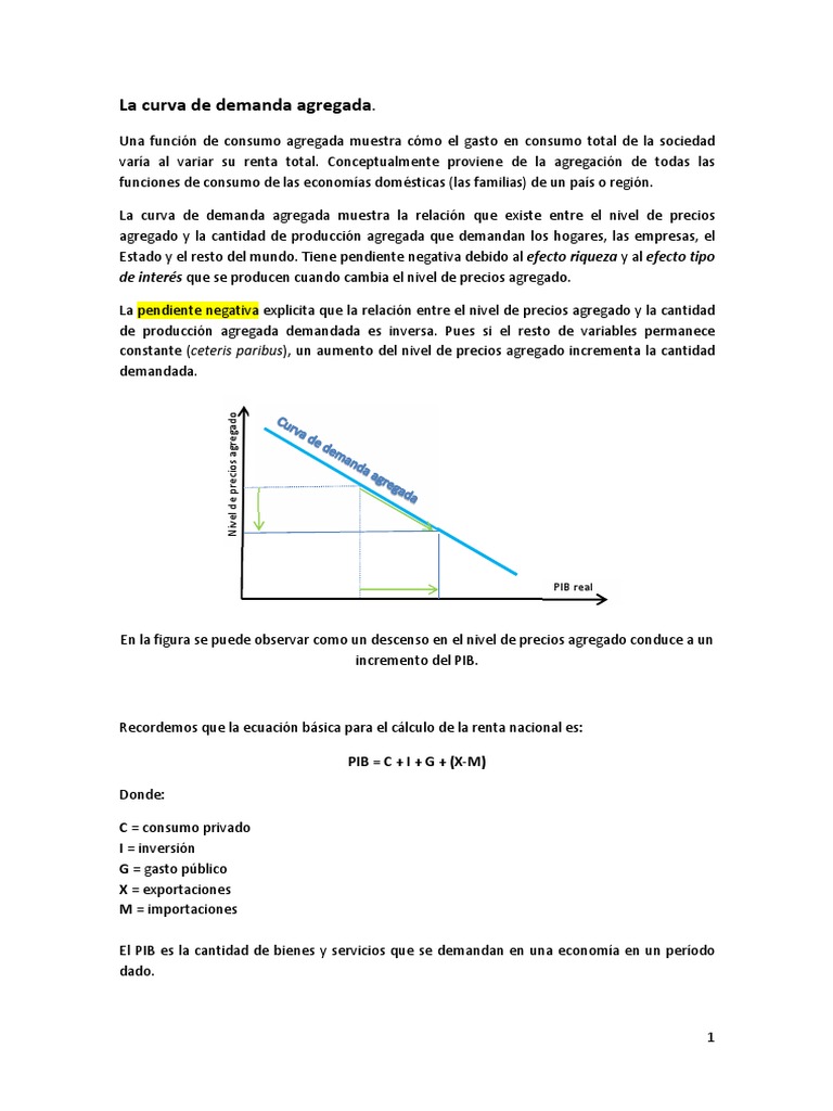 Curva de Demanda Agregada y PIB | PDF | Curva de demanda | Producto ...