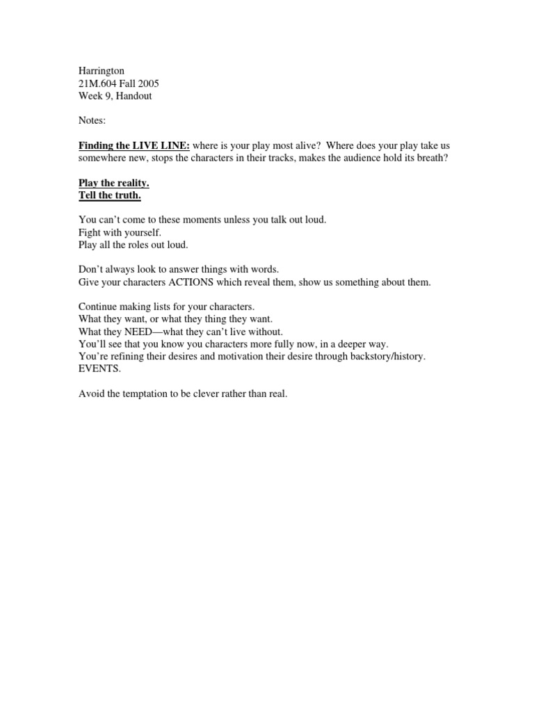 Enhancing Character Depth in Playwriting | PDF | General Fiction