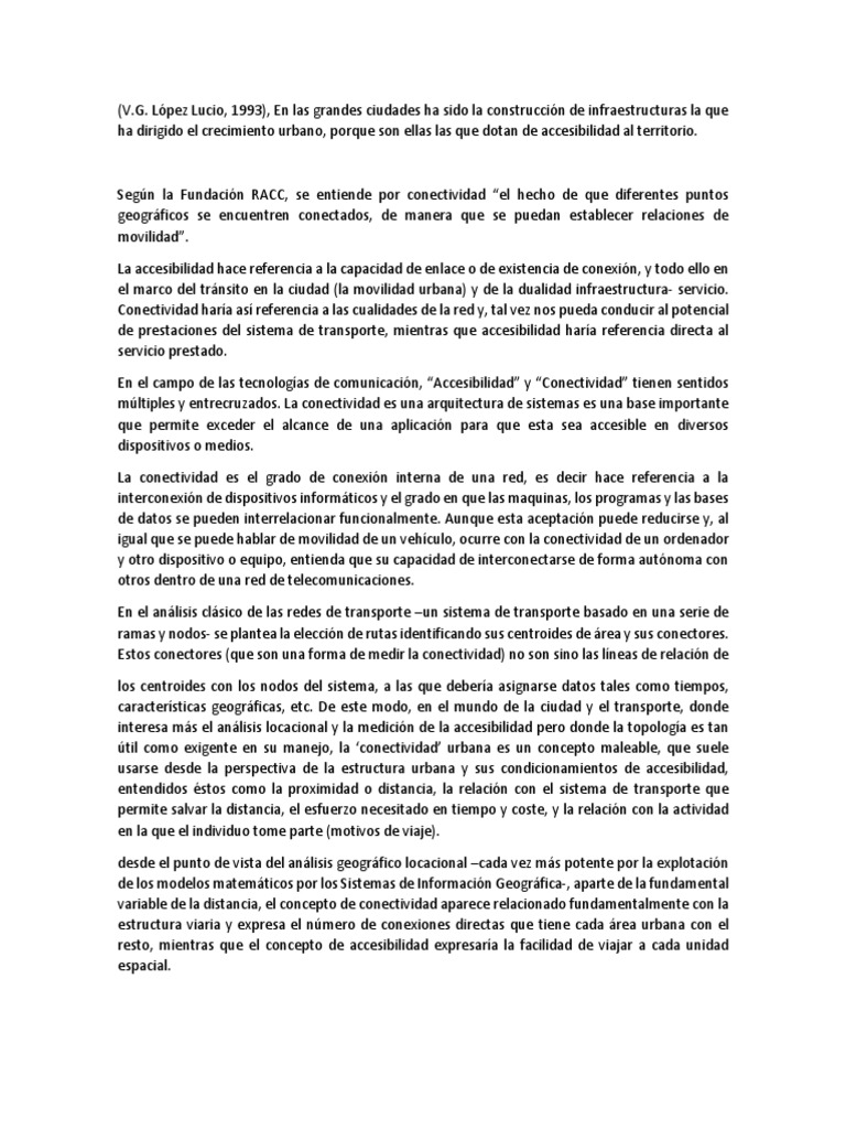 Conectividad y Accesibilidad Urbana | PDF | Transporte | Red de ...