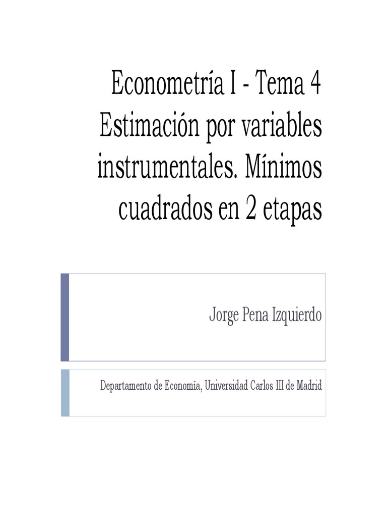 Econometría - Estimación Por Variables Instrumentales | PDF ...