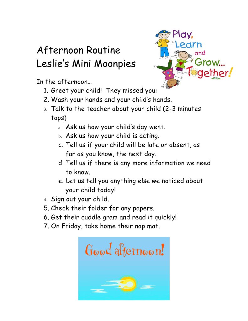 Afternoon Routine | PDF | Language Arts & Discipline