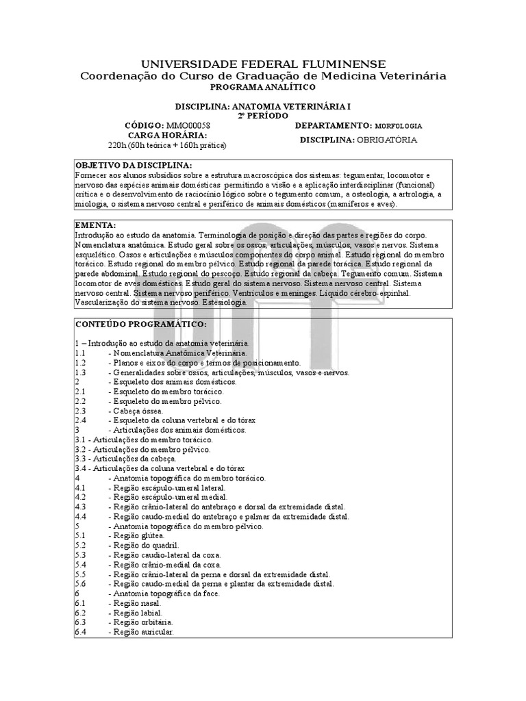 Anatomia Veterinária I Pdf Esqueleto Anatomia