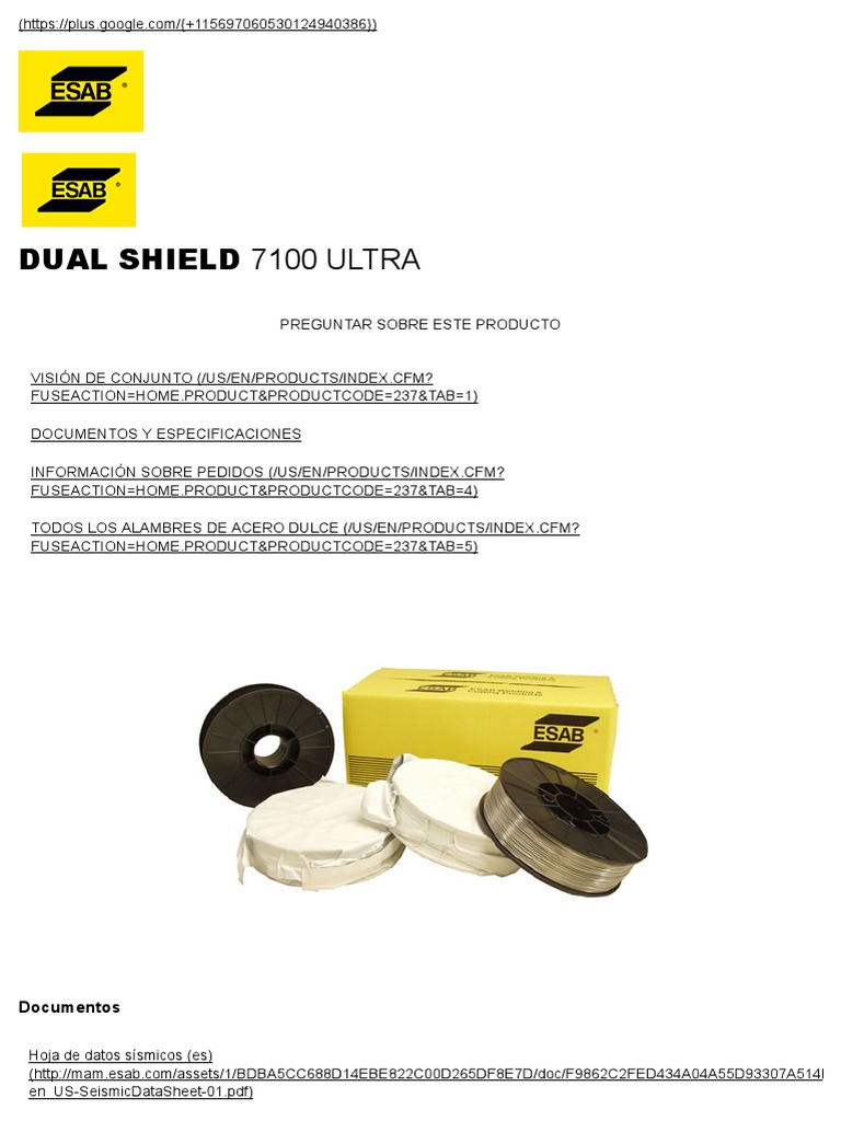 DUAL SHIELD 7100 ULTRA Consumibles de Soldadura Productos y