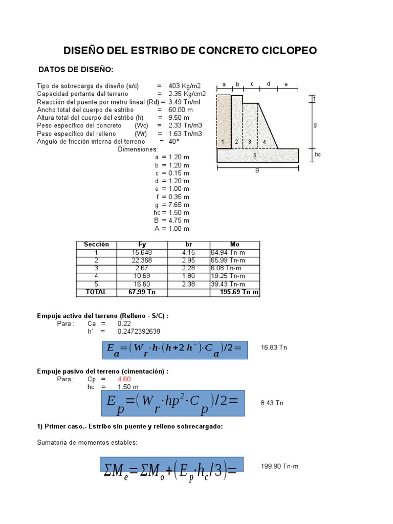 Diseño Estribo | PDF | Ingeniería geotécnica | Ingeniería mecánica