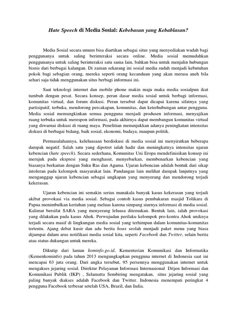 Hate Speech Di Media Sosial Pdf