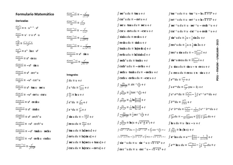 Formulario Matemático Final | PDF