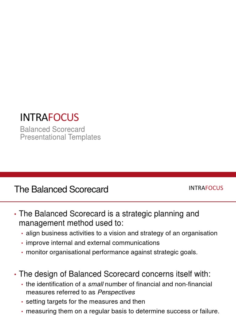 Intrafocus Balanced Scorecard Templates Pdf Performance Indicator