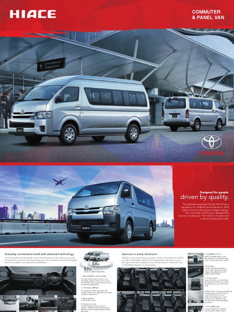 Toyota Hiace Brochure PDF Diesel Engine Airbag