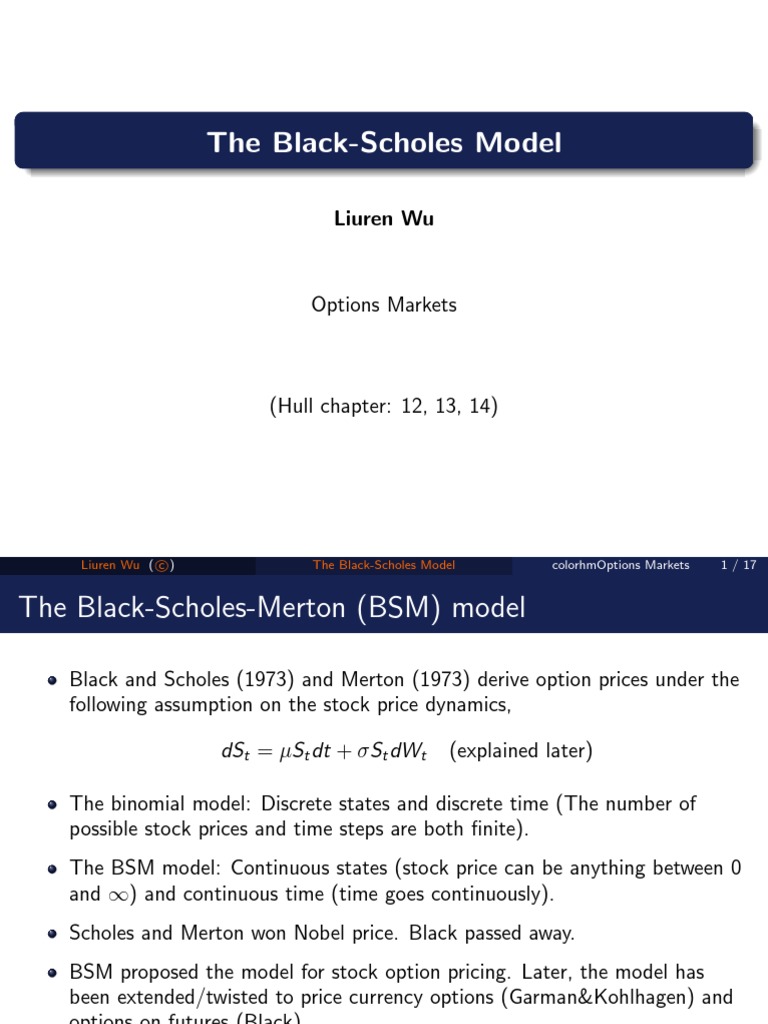 The Black-Scholes Model: Liuren Wu | PDF | Black–Scholes Model ...