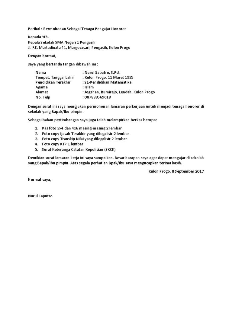 32+ Contoh Surat Lamaran Guru Sma Negeri - Kumpulan Contoh ...