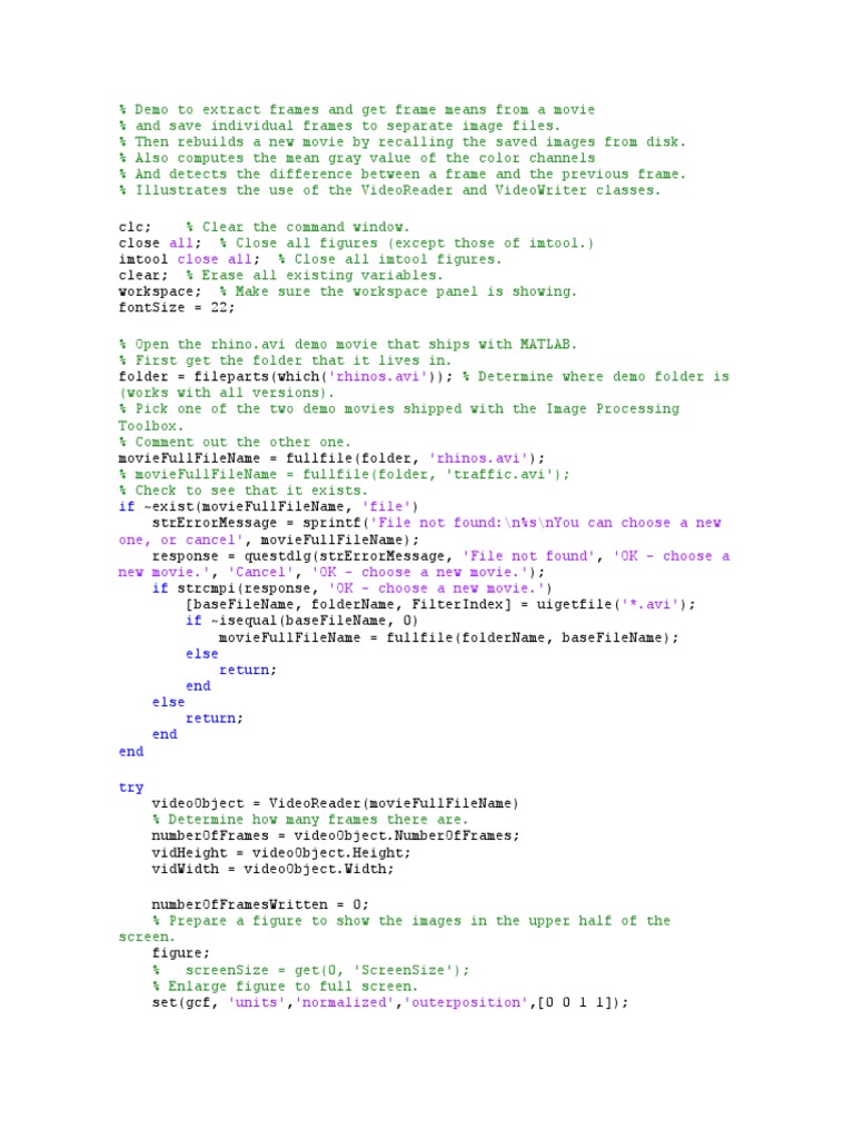 MATLAB Video Processing Guide | PDF | Computer File | Computer Data