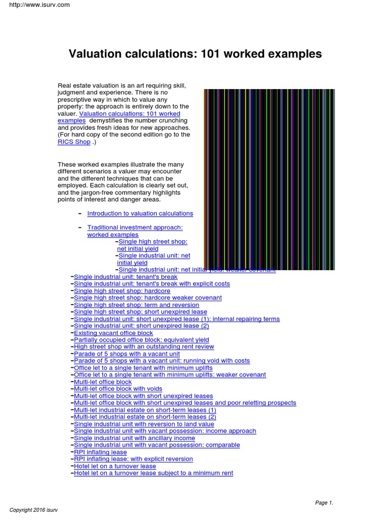 Valuation Calculations 101 Worked Examples | PDF | Lease | Real Estate ...