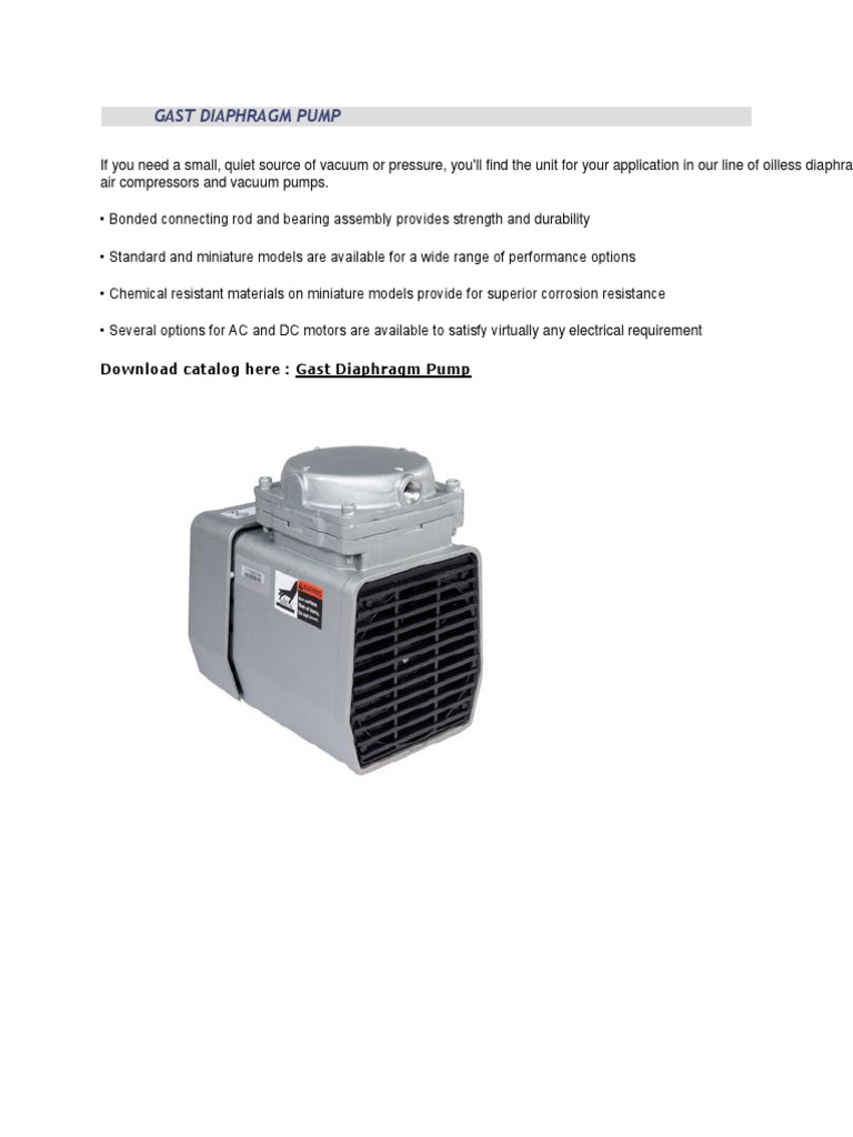 Gast Diaphragm Pump PDF