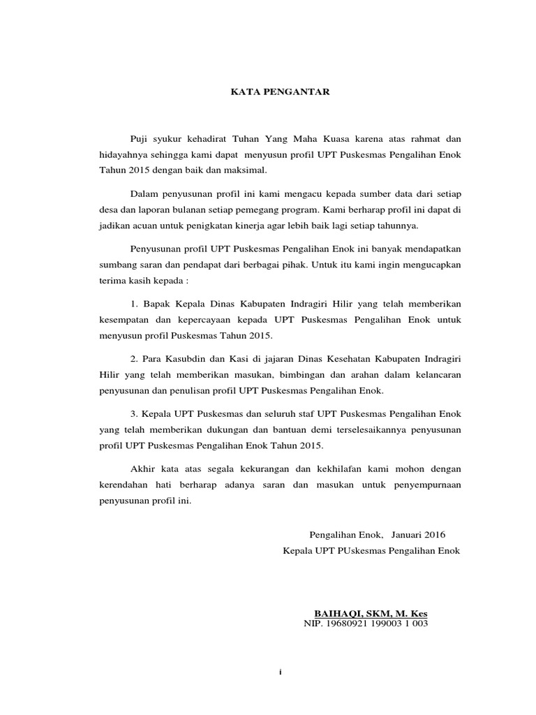 Kata Pengantar Profil
