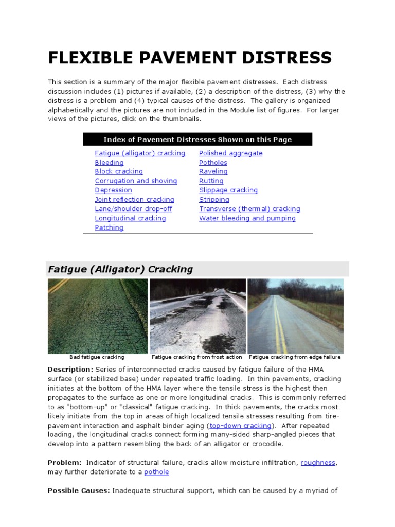 Major Distresses in Flexible Pavement | PDF | Road Surface | Road ...