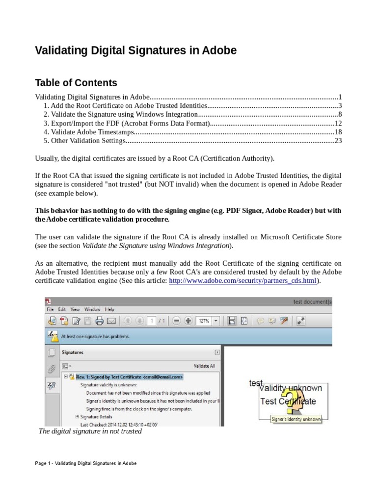 Validating Signatures In Adobe