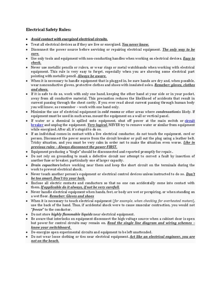 Electrical Safety Rules | PDF | Compact Fluorescent Lamp | Incandescent ...