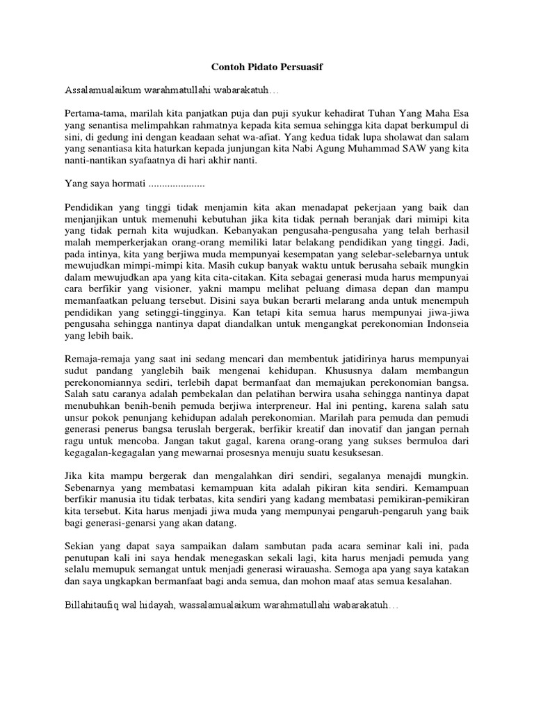 Contoh Pidato Persuasif