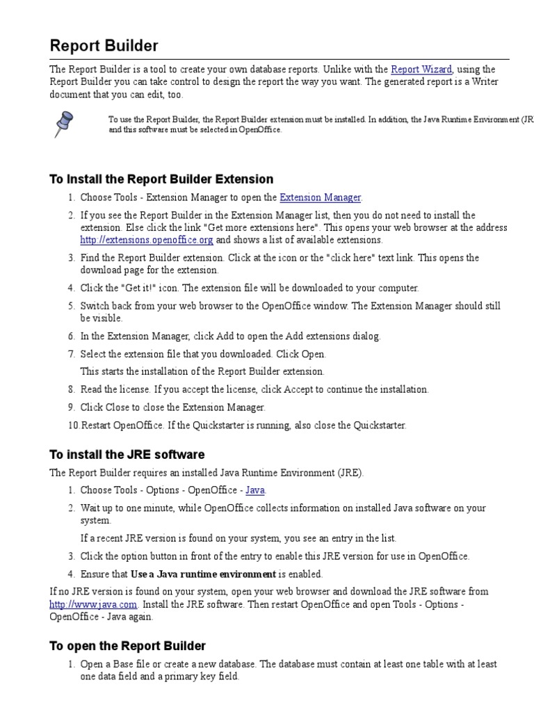 To Install The Report Builder Extension | PDF | Java Virtual Machine ...