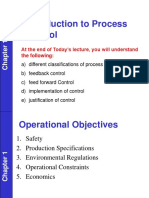 Introduction To Process Control: at The End of Today's Lecture, You Will Understand The Following