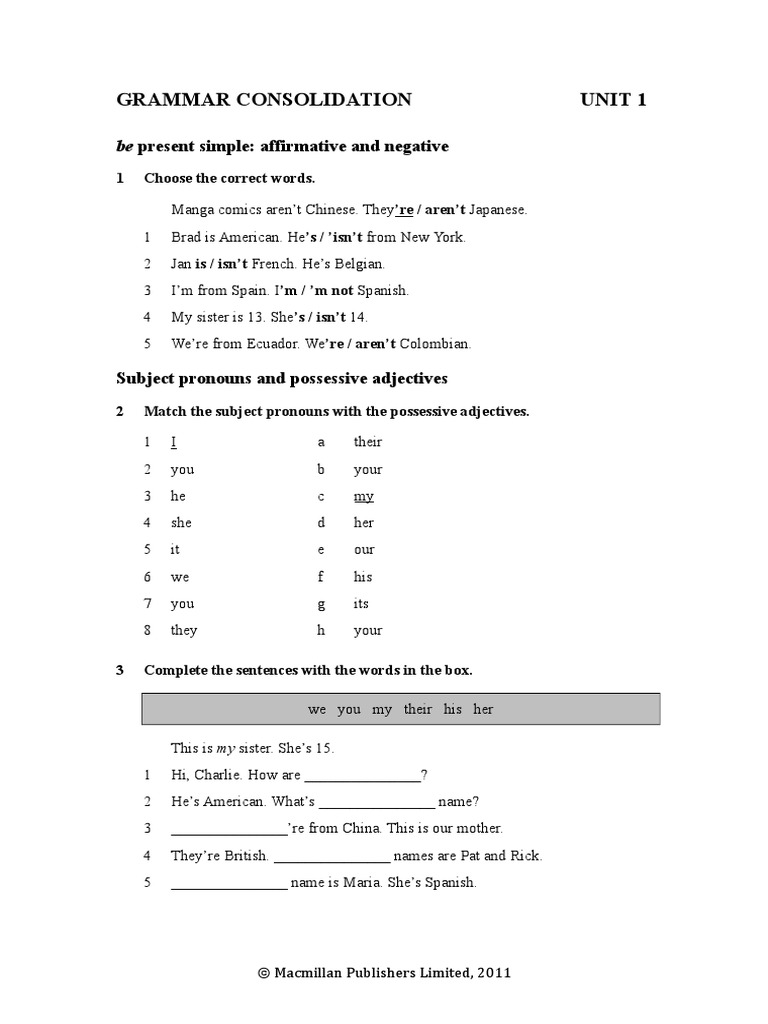 grammar consolidation unit 10