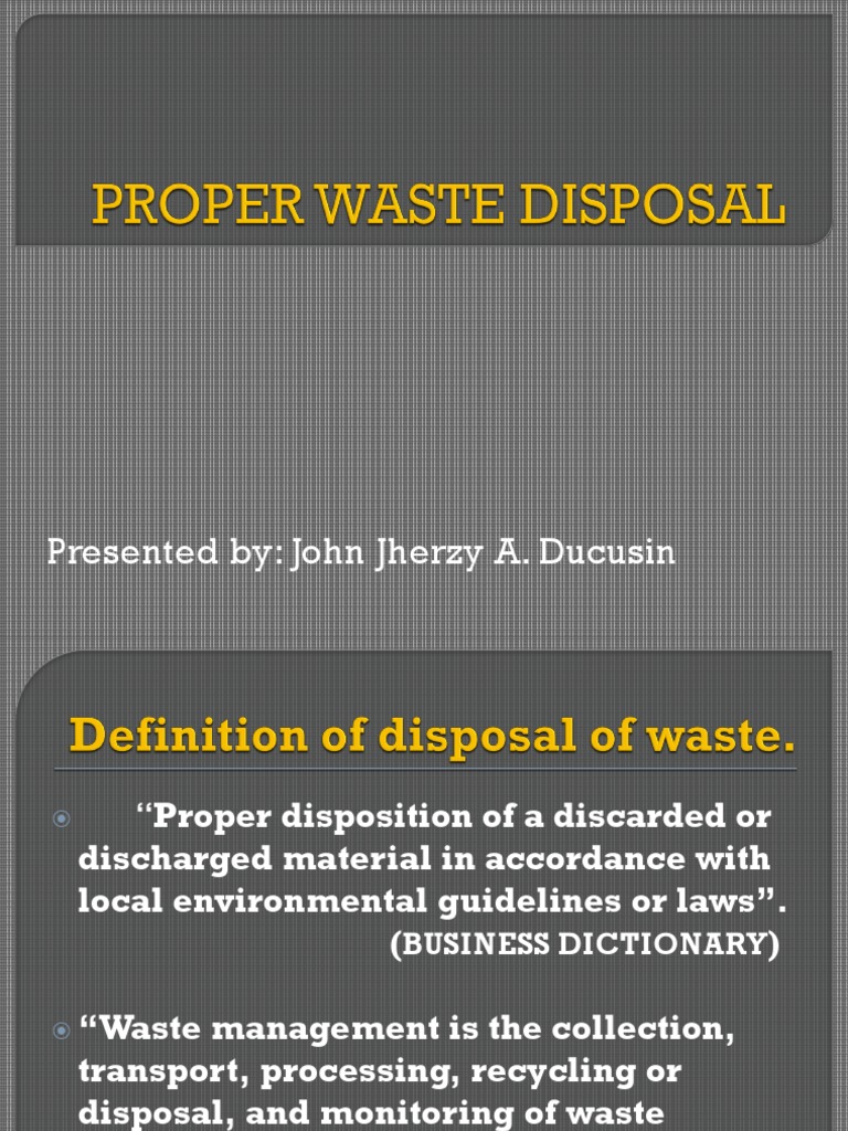 Proper Waste Disposal PDF Municipal Solid Waste Recycling