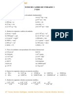 Ejercicios de cambio de unidades y propiedades de la materia