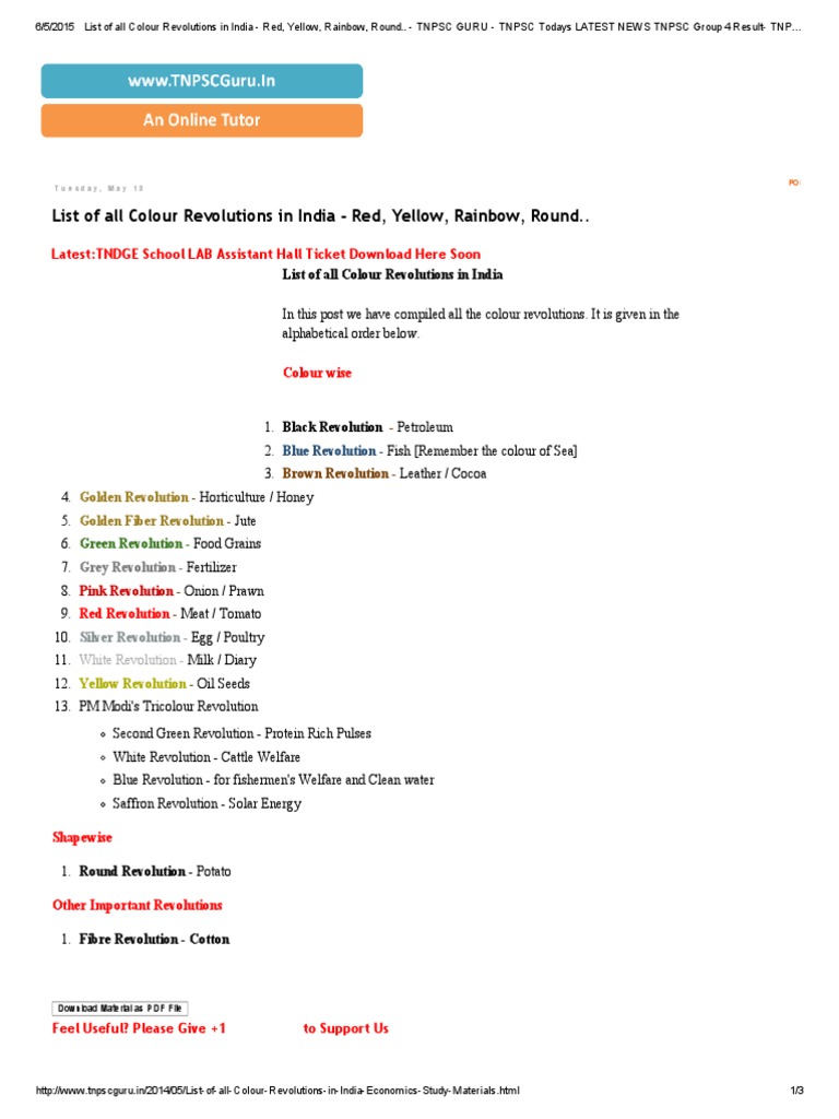 Overview of India's Colour Revolutions | PDF