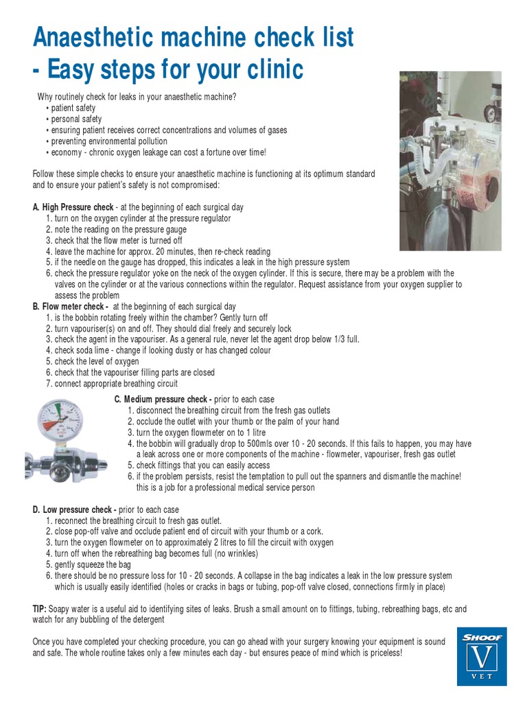 Anaesthetic Machine Checklist PDF Leak Underwater Diving
